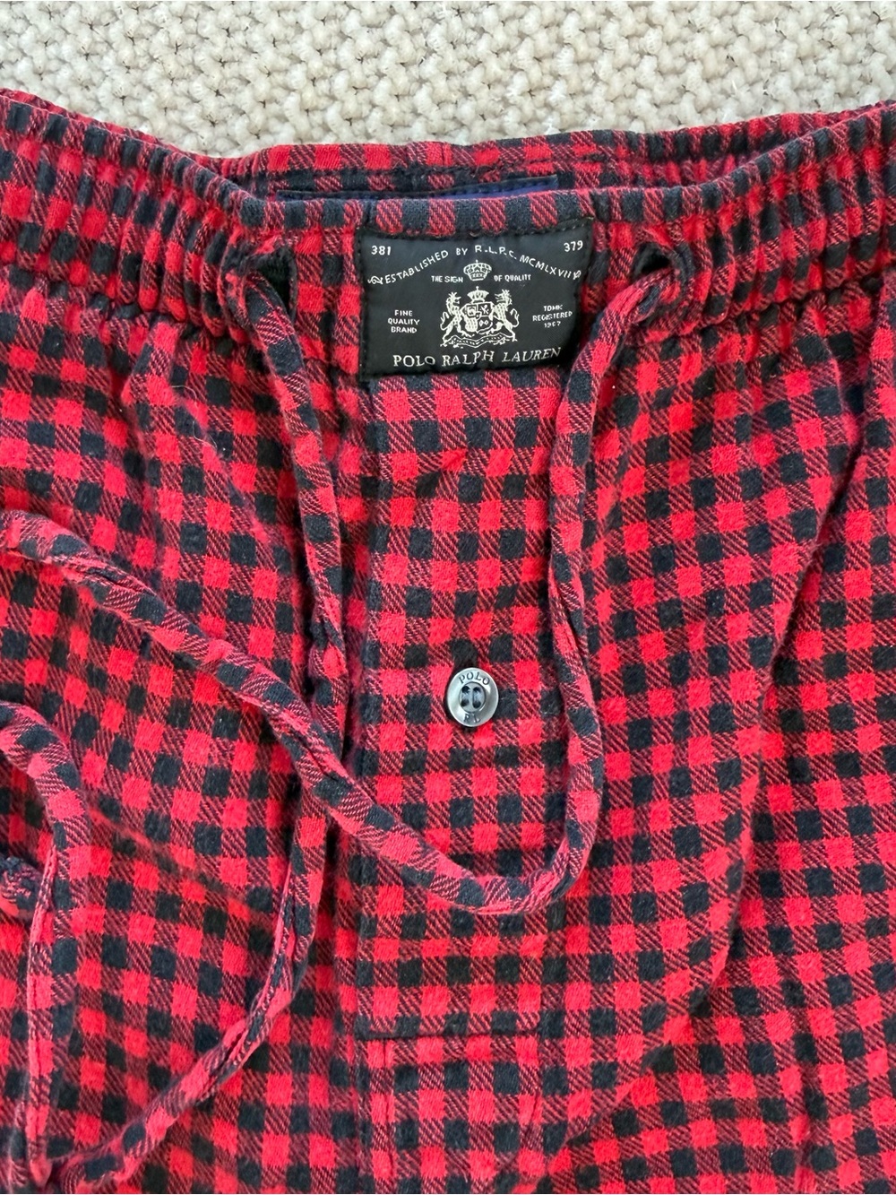 Polo Ralph Lauren Mens Large L Red Black Checkered Flannel Pajama Lounge Pants - Picture 3 of 5
